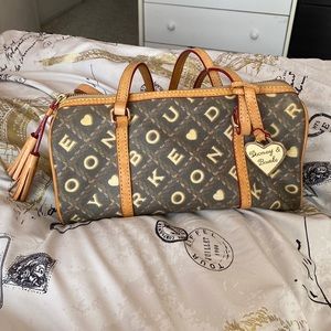 Vintage Dooney & Bourke Crossword Barrel Bag